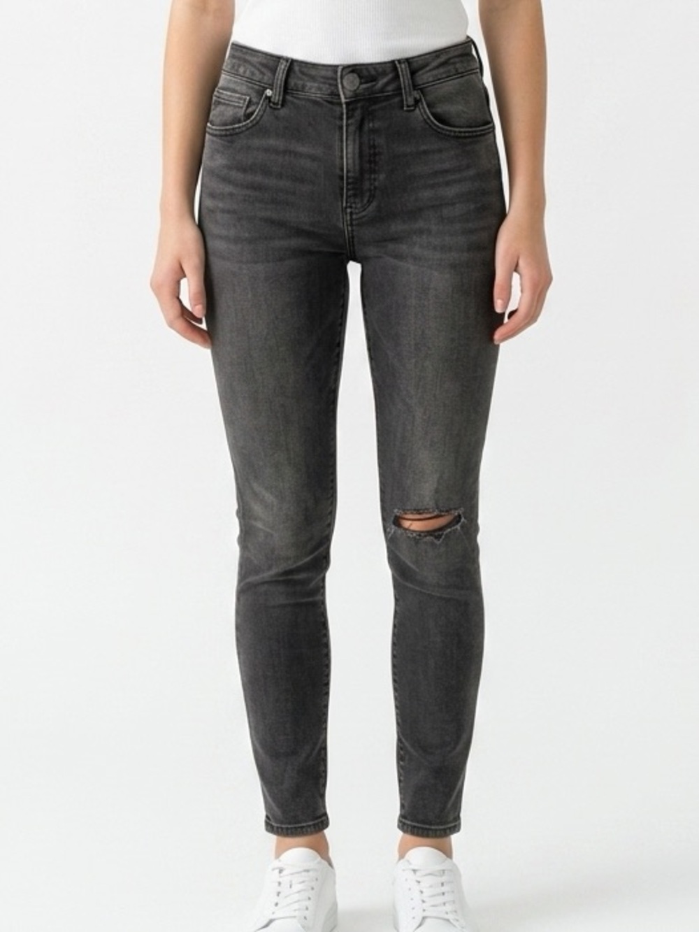 Kut from the Kloth Connie Fab Ab Jeans Womens 12 Black Good High Rise Distressed